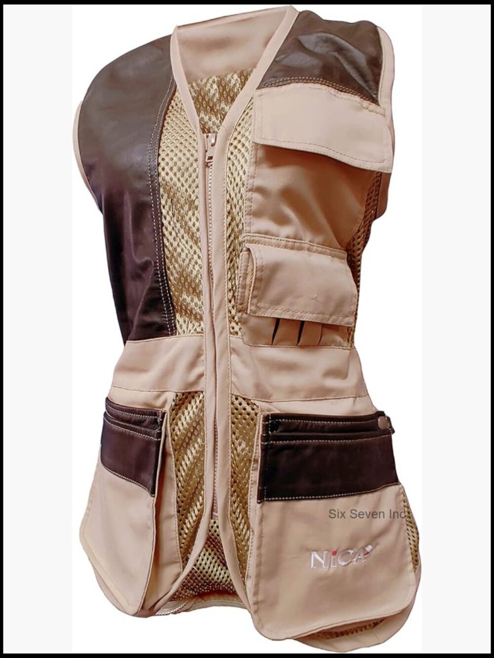 Leather Shooting Vest with Recoil Protection and Choke Tube Pocket